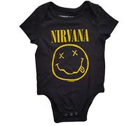 Nirvana Official Yellow Smiley Black Cotton Kids Baby Grow 6-9 Months Toddler