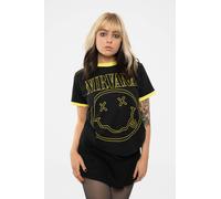 Nirvana Outline Grunge Face Ringer T-Shirt in Black | Size: XL Nirvana Black XL