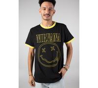 Nirvana Ringer T Shirt Outline Grunge Face new Official Unisex Black