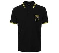 Nirvana Polo T Shirt Smiley Face Band Logo Official Mens Black XXL