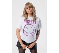 Nirvana Purple Grunge Smile T-Shirt in White | Size: XL Nirvana White XL