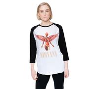 Nirvana Raglan Shirt In Utero Triangle Logo new Official White Unisex 3/4 Sleeve