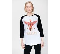 Nirvana Raglan Shirt In Utero Triangle Logo new Official White Unisex 3/4 Sleeve