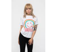 Nirvana Rainbow Grunge Smile T-Shirt in White | Size: Small Nirvana White S