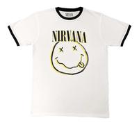 Nirvana Ringer T Shirt Double Smile Band Logo Official Unisex White XL