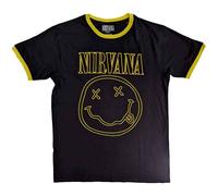 Nirvana Ringer T Shirt Outline Grunge Face Official Unisex Black XL