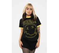 Nirvana Ringer T Shirt Outline Grunge Face Official Unisex Black M
