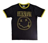 Nirvana Ringer T Shirt Outline Grunge Face Official Unisex Black M