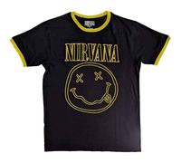 Nirvana Ringer T Shirt Outline Grunge Face Official Unisex Black S
