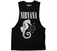 Nirvana Seahorse Band Logo Mono Vest Top S Black
