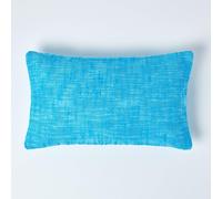 HOMESCAPES Teal Blue 18 x 18 Inch Nirvana Pure Slub Cotton Cushion Cover Coordinating with Matching Throws and Bedspreads