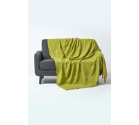 Nirvana Slub Cotton Throw Homescapes Lime 225cm x 255cm
