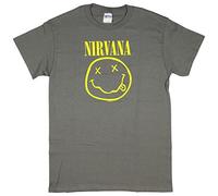 Nirvana Smiley Face Logo Men's T-Shirt (Grey, Large)
