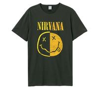 Nirvana - Spiced Smiley Amplified Vintage Charcoal Large T Shirt