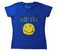 Nirvana T Shirt Band Logo Smile new Official Mens Blue