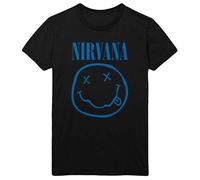 Nirvana T Shirt Blue Smile Band Logo new Official Mens Black