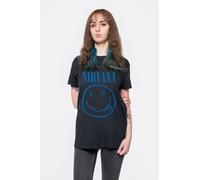 Nirvana - T-Shirt # S Unisex Black # Blue Smiley