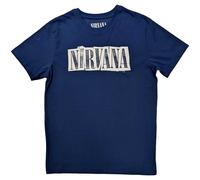Nirvana T-Shirt Boxed Logo Kurt Cobain Band Official Navy New