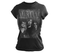 Nirvana T Shirt Faded Faces Skinny Fit Official Licensed Womens Black
