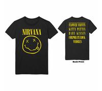 Nirvana T Shirt Happy Face Flower Officially Licensed Mens Black Kurt Rock Merch