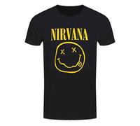 Nirvana T-Shirt Happy Face Kurt Cobain Band Official Black New