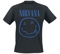 Nirvana T Shirt Blue Smile Band Logo new Official Mens Black