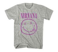Nirvana T Shirt Purple Smile Band Logo new Official Unisex Grey