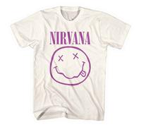 Nirvana T Shirt Purple Smile Band Logo new Official Unisex Natural