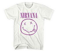 Nirvana T Shirt Purple Smile Band Logo new Official Unisex White
