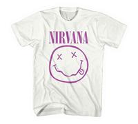 (XL, White) Nirvana Purple Grunge Smile T Shirt