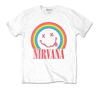 Nirvana T Shirt Rainbow Smile Band Logo new Official Unisex White