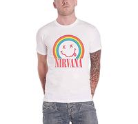 Nirvana T-Shirt Happy Face Rainbow Unisex White M