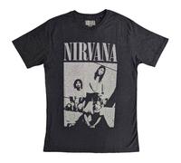 Nirvana T Shirt Sitting Band Logo new Official Unisex Black Distressed