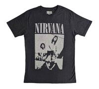 Nirvana T Shirt Sitting Band Logo Official Unisex Black Distressed XXL