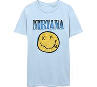 Nirvana T Shirt Smile Blue Band Logo new Official Mens Light Blue