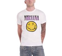 Nirvana T Shirt Smile Pink Band Logo Official Licensed Mens White