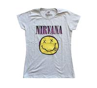 Nirvana Xerox Happy Face Ladies Heather Grey T-Shirt