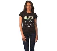 Nirvana T Shirt Sorbet Ray Smiley Band Logo Official Womens Skinny Fit Black M