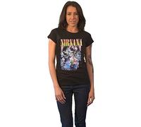 Nirvana T Shirt Unplugged Photo Band Logo Official Womens Skinny Fit Black XXL
