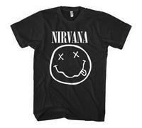 Nirvana T Shirt White Smile Band Logo nevermind new Official Mens Black