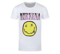 Nirvana T-Shirt Xerox Happy Face Logo Band Official White New