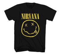 Nirvana T Shirt Yellow Smile Band Logo new Official Mens Black