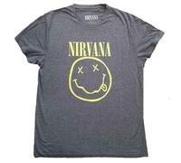 Nirvana T Shirt Yellow Smile Band Logo new Official Unisex Brindle