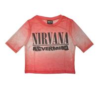 Nirvana Mesh Crop Top T Shirt Nevermind Wavy Logo Official Womens Pink S