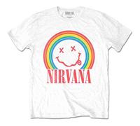Nirvana T Shirt Rainbow Smile Band Logo Official Unisex White L