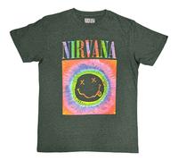 Nirvana T Shirt Glow Box Smile Band Logo Official Unisex Green L