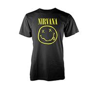 Nirvana T Shirt Yellow Smile Band Logo new Official Mens Black