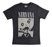 Nirvana T Shirt Sitting Band Logo Official Unisex Black Distressed XXL