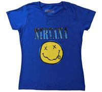 Nirvana T Shirt Band Logo Smile new Official Mens Blue
