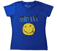 Nirvana T Shirt Band Logo Smile new Official Mens Blue